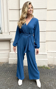 The Musthaves Smocked Jumpsuit V-hals Jeans Blue