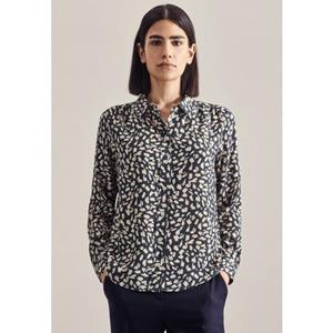 Seidensticker Overhemdblouse Zwarte roos Lange mouwen kraag print