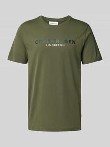 Lindbergh T-shirt met labelprint met statement, model 'EARN'