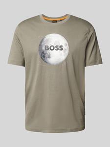 Boss Orange T-shirt met motief- en labelprint, model 'Moon'