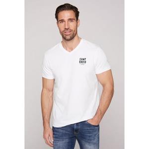 CAMP DAVID Shirt met V-hals met logo-print op borsthoogte