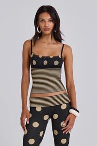 Jaded London Lola Ruched Cami Top in Polkadot Stripe