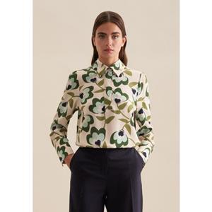 Seidensticker Overhemdblouse Zwarte roos Lange mouwen kraag print