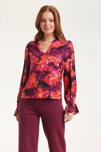 Smashed Lemon 24651 top met rode en paarse bloemenprint