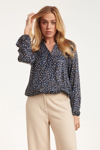 Smashed Lemon 24656 blouse met hartvormige dierenprint in blauwtinten