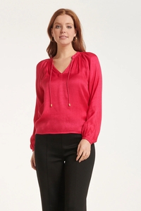 Smashed Lemon 24700 fuchsia jacquard v-hals top met zebra motief