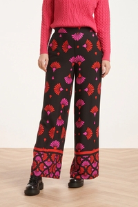 Smashed Lemon 24538 zwarte broek met fuchsia en rode grafische print