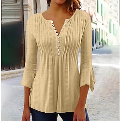 Light in the box Dames Blouse Werk Dagelijks Stijlvol Modern 3/4 mouw Geel Lente Herfst