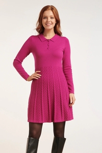 Smashed Lemon 24636 gebreide cerise polo jurk