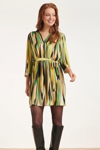 Smashed Lemon 24639 kort jurk met abstracte print