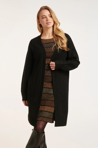 Smashed Lemon 24630 oversized open cardigan met kabelstructuur