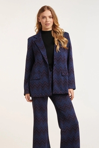 Smashed Lemon 24677 blauwe zigzag print oversized blazer