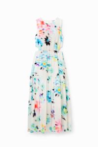 Desigual Lange jurk met cut-out en onscherpe print - WHITE