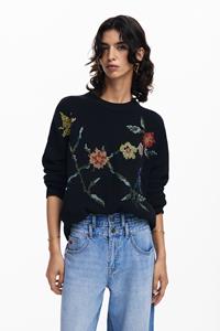 Desigual Geborduurde bloemen sweatshirt - BLACK