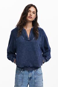 Desigual Gewassen effect hoodie - BLUE