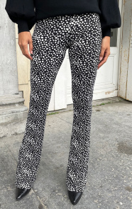 The Musthaves Flared Broek Cheetah Zwart Wit