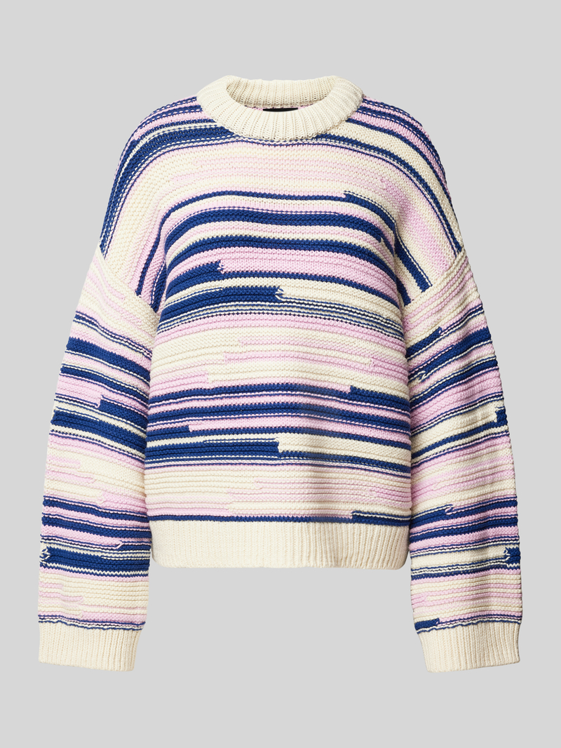 Pieces Oversized gebreide pullover met abstract streepmotief, model 'NUSA'