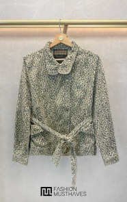 The Musthaves Leopard Denim Short Jacket