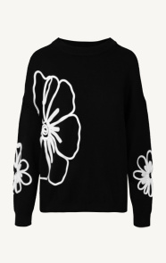 The Musthaves Flower Embroidery Sweater Zwart