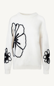 The Musthaves Flower Embroidery Sweater Ecru