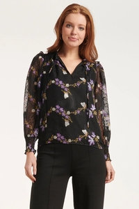 Smashed Lemon 24503 zwarte chiffon top