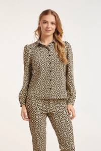 Smashed Lemon 24719 grafisch bloemenprint blouse in travel kwaliteit