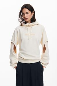 Desigual Oversized sweatshirt met splitmouwen - WHITE