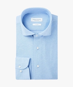 Profuomo Overhemd The Knitted Shirt Licht Blauw Melange  