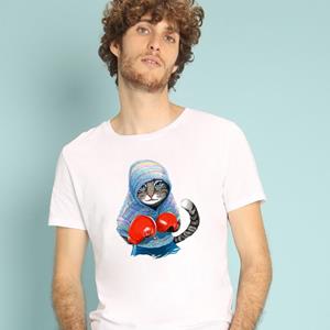 Le Roi du Tshirt T-shirt Homme - BOXING CAT GREY