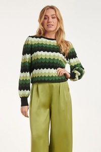 Smashed Lemon 24615 groene zigzag gebreide top