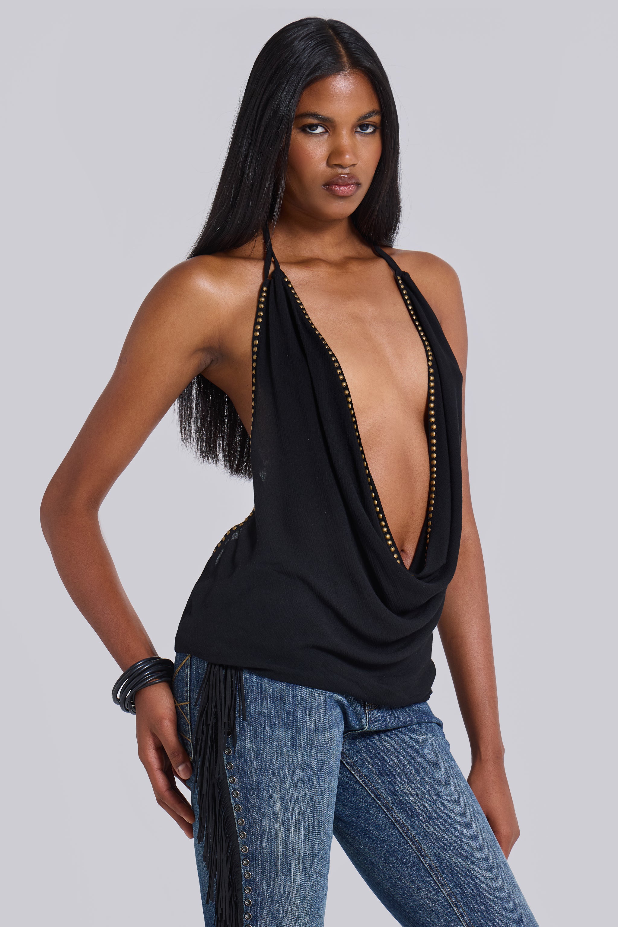 Jaded London Tatiana Backless Studded Top