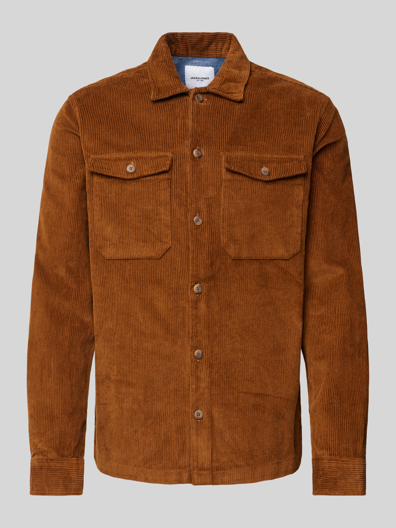 Jack & jones Regular fit ribcordoverhemd met paspelzakken op de borst, model 'EDDIE'