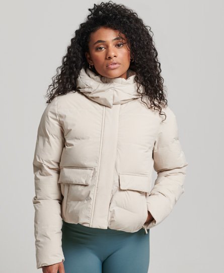 Superdry Sport Wijdvallende Train Pufferjas Beige