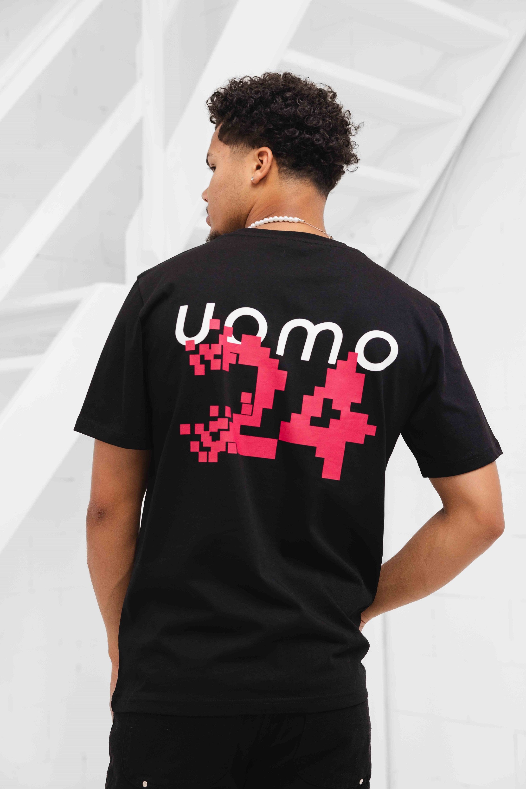 24 Uomo Pixelated T-Shirt Zwart