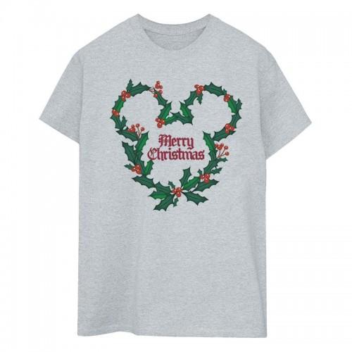 Disney Heren Mickey Mouse Merry Christmas Holly T-shirt