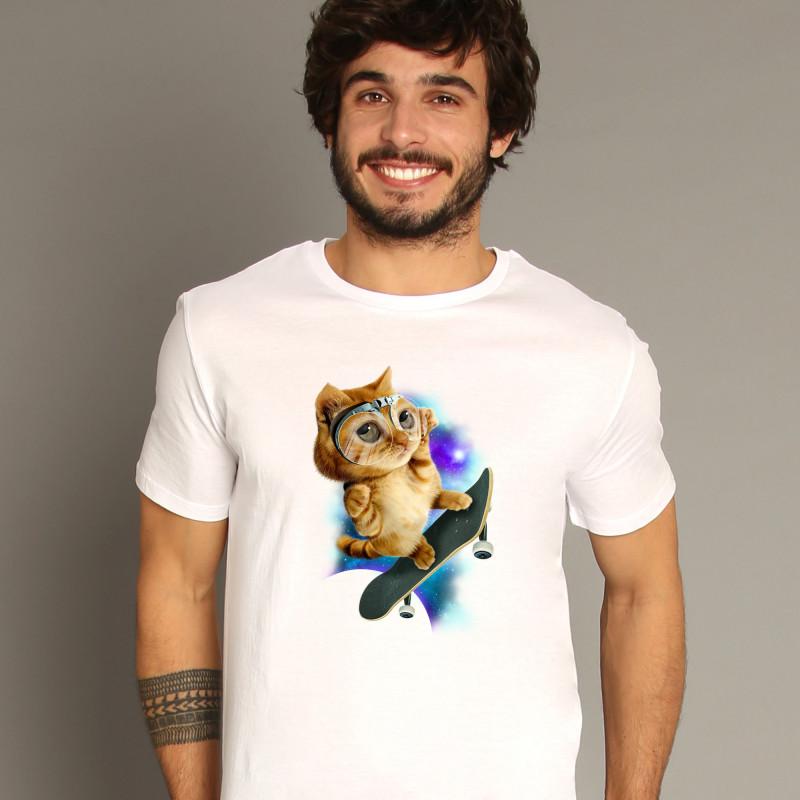 Le Roi du Tshirt Heren T-shirt - SKATEBOARD CAT