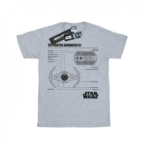 Star Wars heren TIE Fighter X1 blauwdruk T-shirt