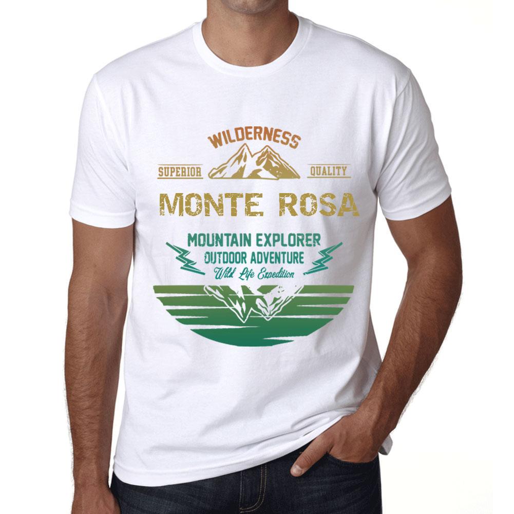 Ultrabasic Heren Vintage T-shirt Grafisch T-shirt Mountain Explorer Monte ROSA Wit