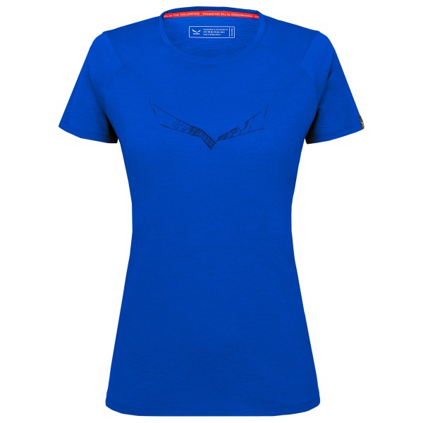 Salewa  Women's Pure Eagle Sketch All Mountain T-Shirt - Merinoshirt, blauw