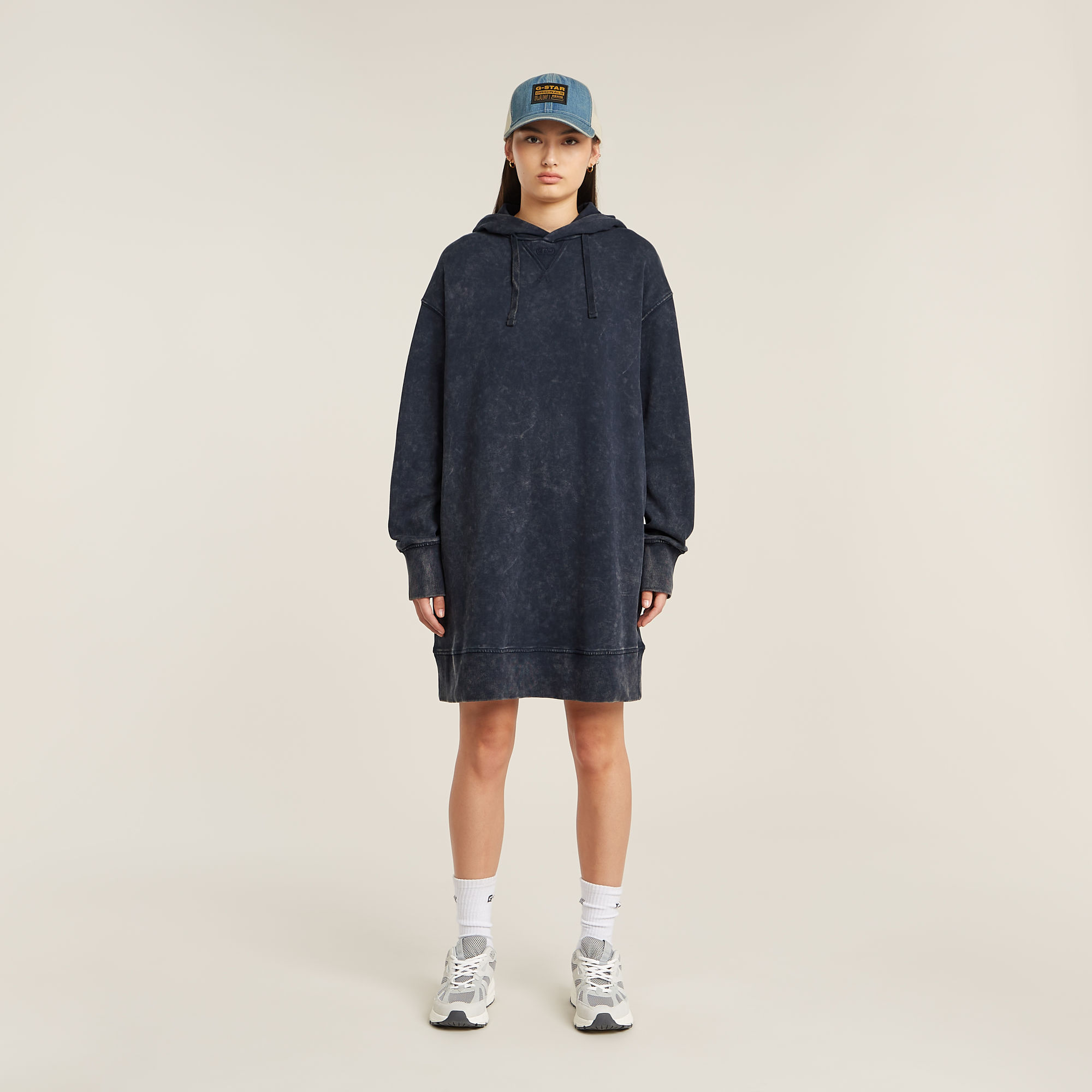 G-Star RAW Loose Overdyed Hoodie Jurk - Donkerblauw - Dames