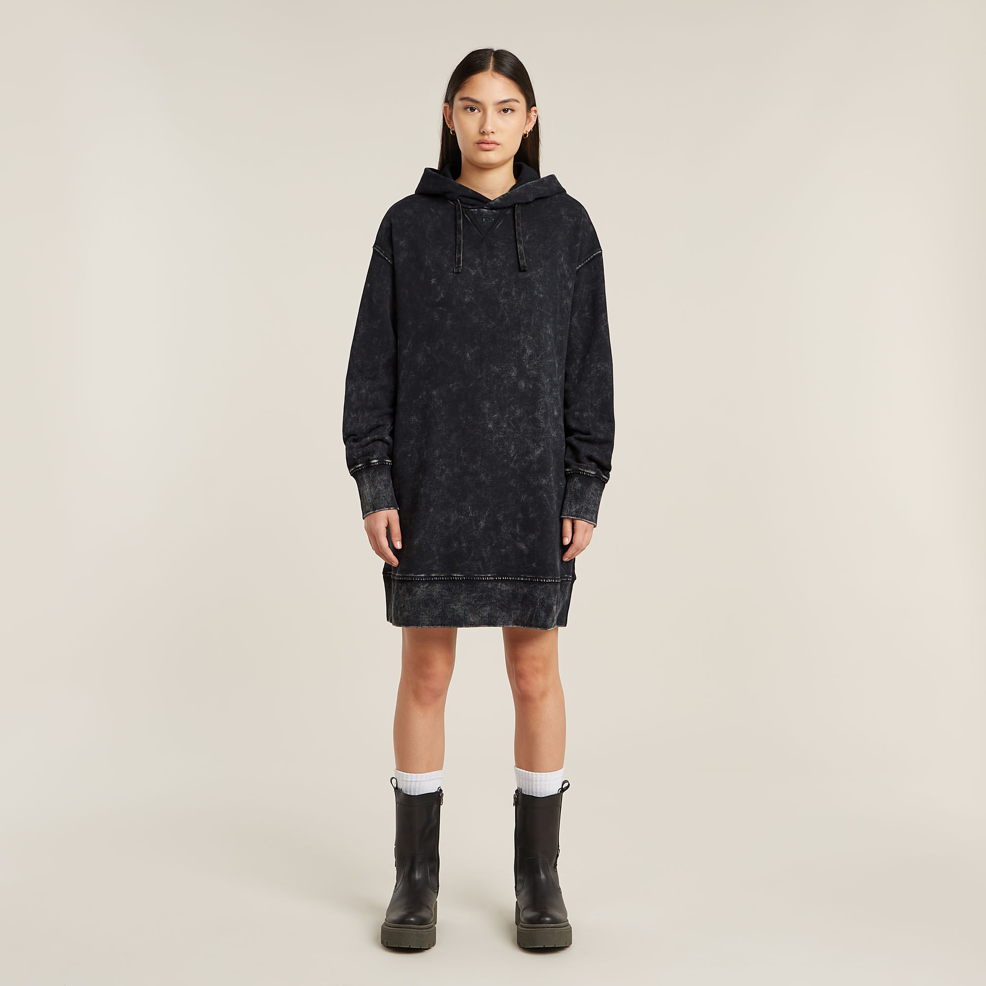 G-Star RAW Loose Overdyed Hoodie Jurk - Zwart - Dames