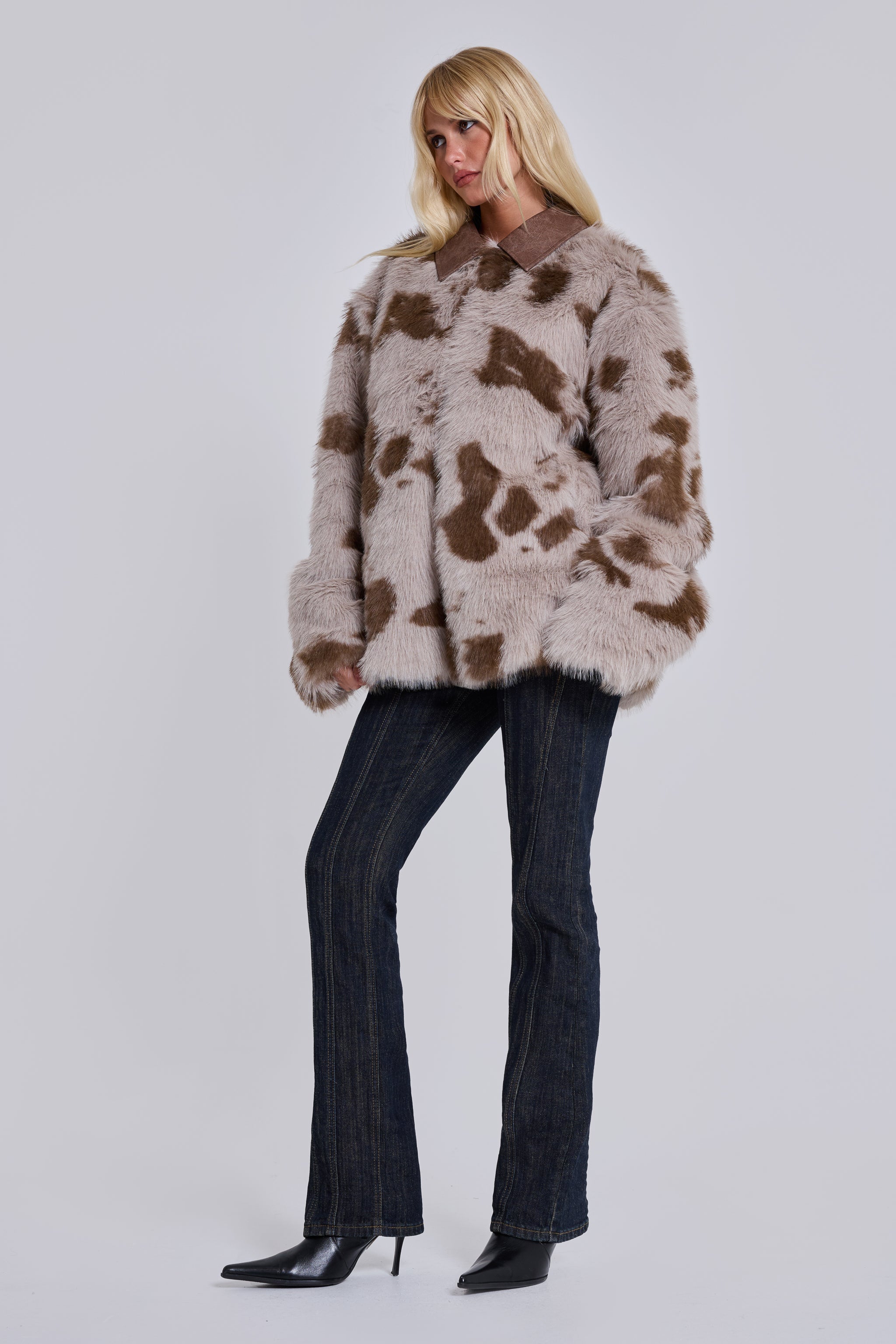 Jaded London Lorax Cow Faux Fur Jacket