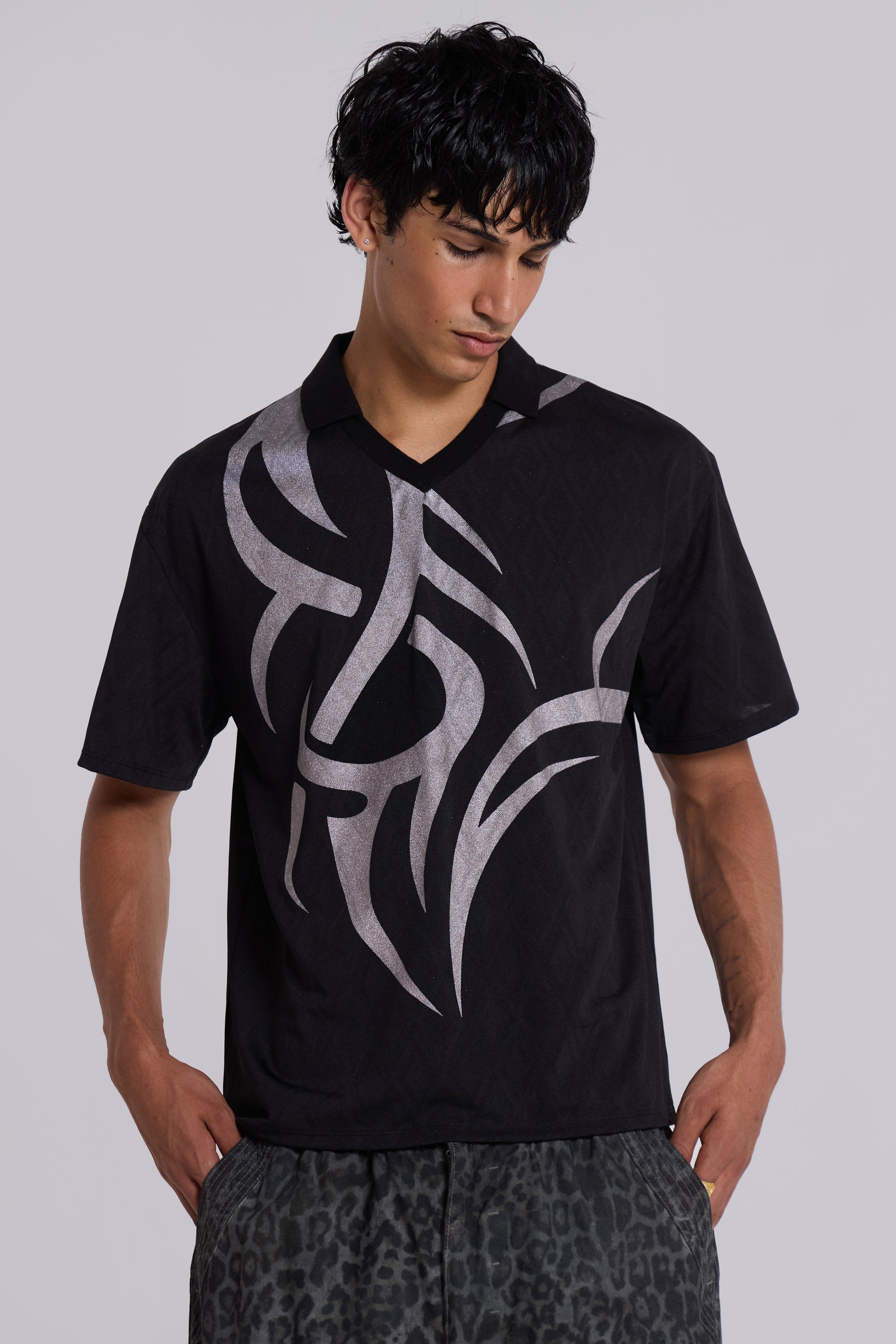 Jaded Man Tattoo Football Polo Shirt