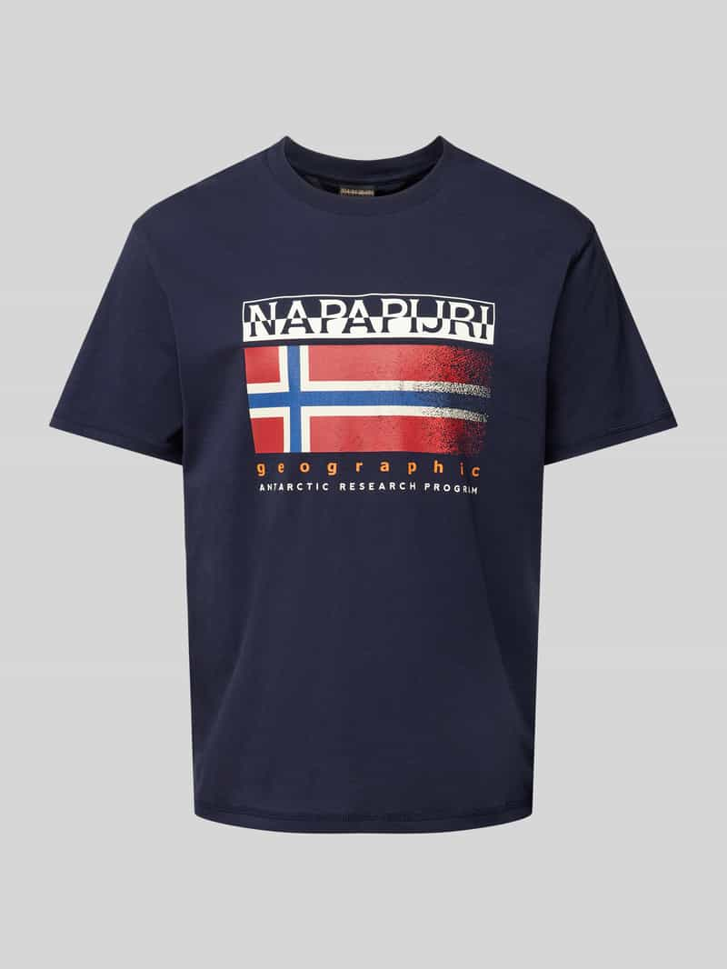 Napapijri T-shirt met label- en statementprint, model 'S-KREIS'