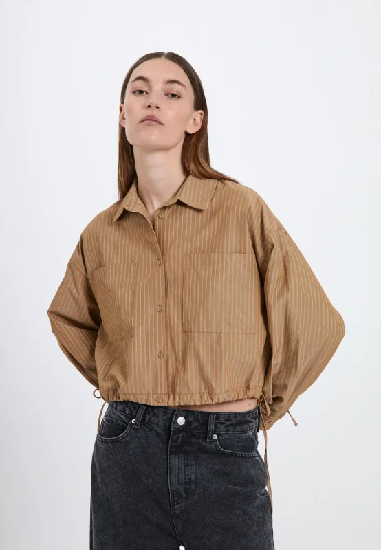 Norr Travis shirt khaki stripe -