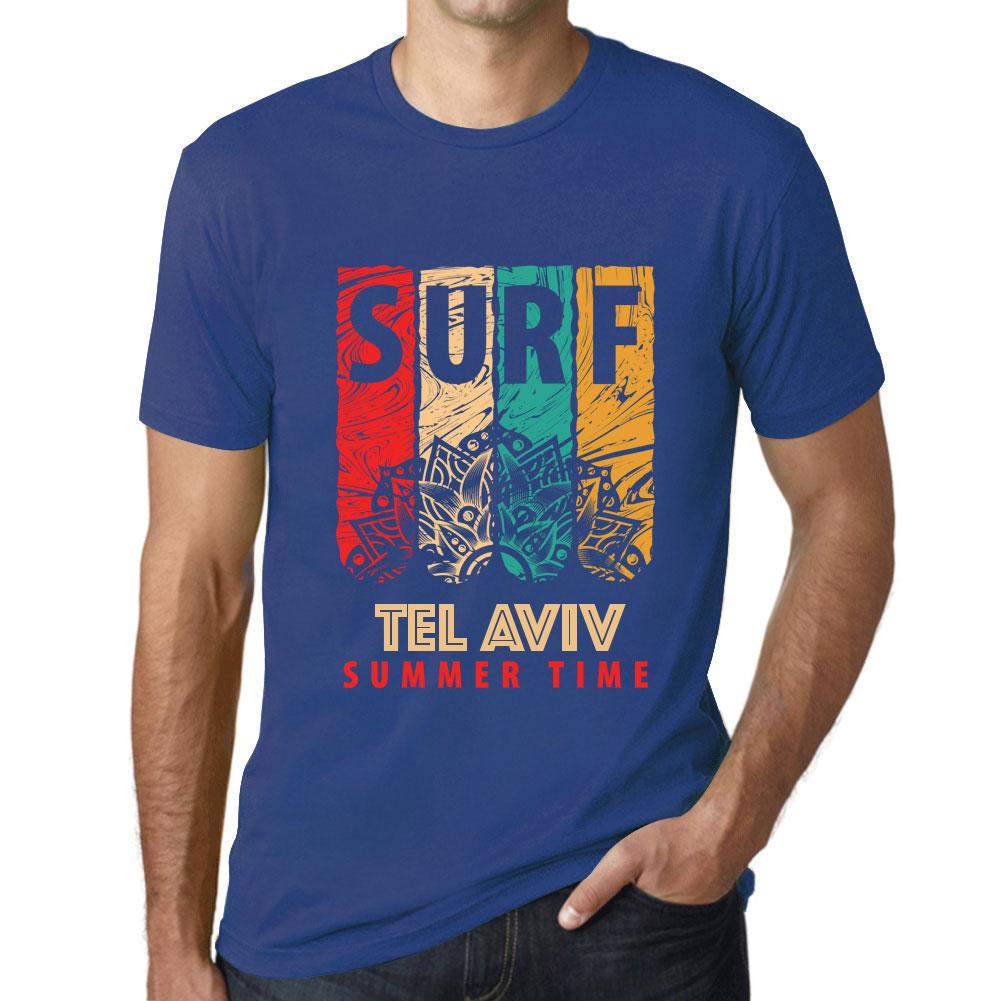 Ultrabasic Heren Vintage T-shirt Grafisch T-shirt Surf Zomertijd TEL Aviv Royal Blue