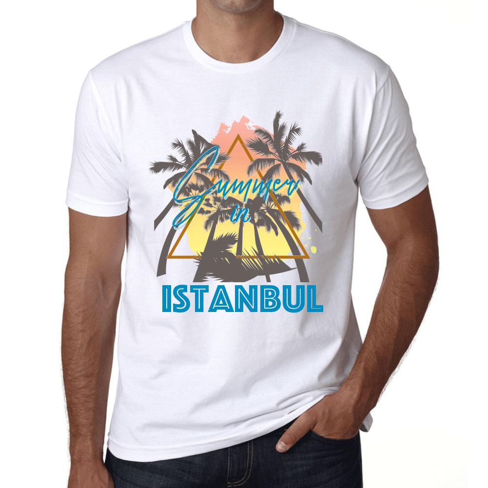 Ultrabasic Heren Vintage T-shirt Grafisch T-shirt Zomer Driehoek Istanbul Wit