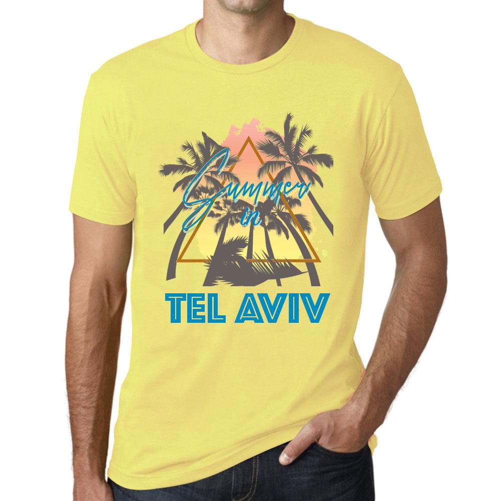 Ultrabasic Heren Vintage T-shirt Grafisch T-shirt Zomer Driehoek Tel Aviv Lichtgeel