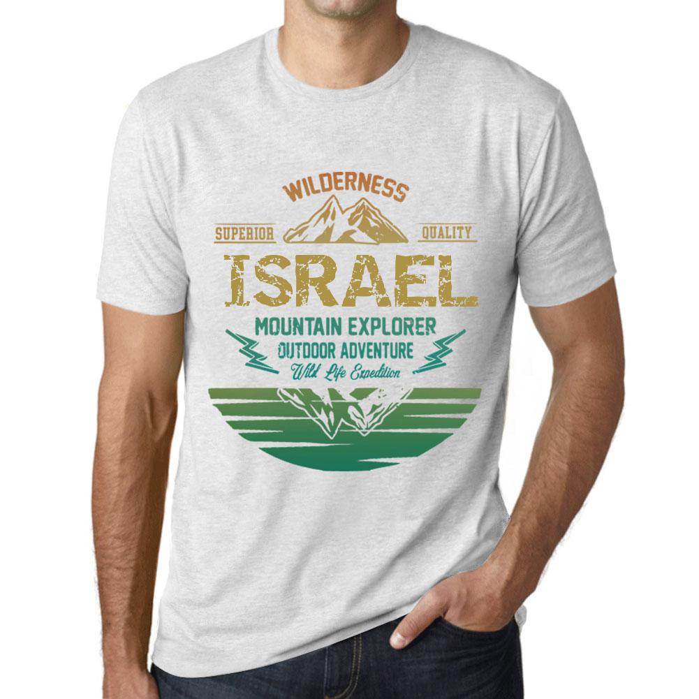 Ultrabasic Heren Vintage Tee Shirt Graphic T Shirt Mountain Explorer Israël Vintage Wit