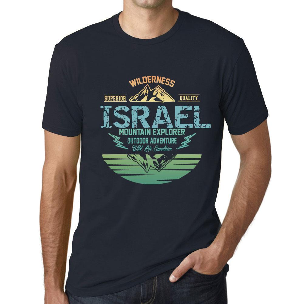 Ultrabasic Heren Vintage T-shirt Grafisch T-shirt Mountain Explorer Israel Navy